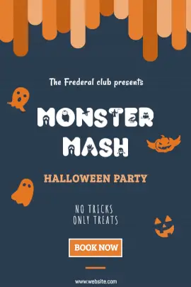Online Editable Blue and Orange Halloween Party Tumblr Graphic