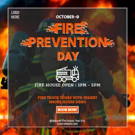 Online Editable Fire Prevention Day Fire Truck Demonstration Event Instagram Ad