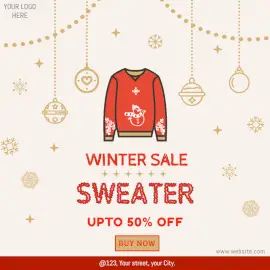 Online Editable Winter Sweater Sale Social Media Post