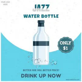 Online Editable Jazz Water Bottle Social Media Post