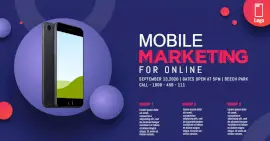 Online Editable Blue Mobile Marketing Photo Mockup