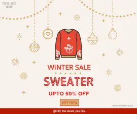 Online Editable Winter Sweater Sale Facebook Post