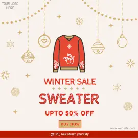 Online Editable Winter Sweater Sale Instagram Ad