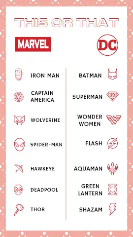 Online Editable Marvel vs DC Superhero Checklist Story Design