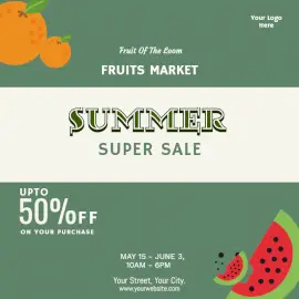 Online Editable Summer Sale on Fruits Social Media Post
