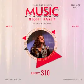 Online Editable Music Party Social Media Post