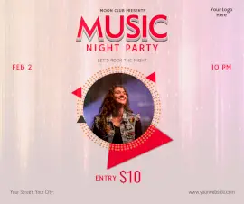 Online Editable Music Party Facebook Post