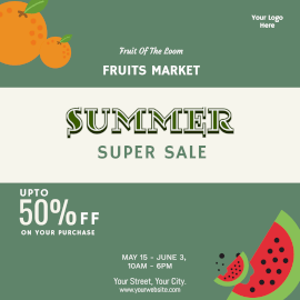 Online Editable Summer Sale On Fruits Instagram Ad