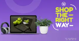 Online Editable Blue Shop the Right way Photo Mockup