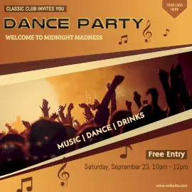Online Editable Dance Party Invitation Instagram Ad