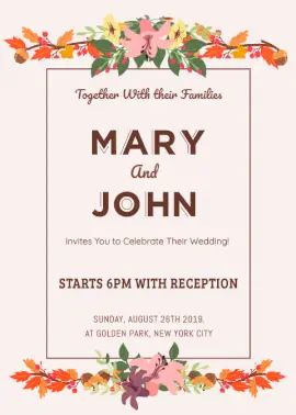 Online Editable Wedding Reception Invitation