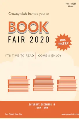Online Editable Book Fair 2020 Pinterest Graphic