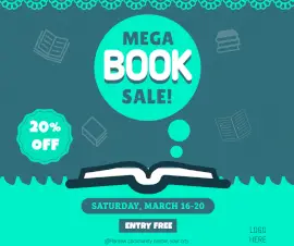 Online Editable Mega Book Sale Facebook Post