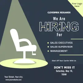 Online Editable Blue We Are Hiring Social Media Post