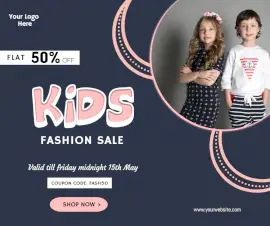 Online Editable Kids Fashion Sale Facebook Post