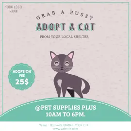 Online Editable Adopt A Cat Poster Instagram Ad