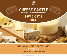 Online Editable National Moldy Cheese Day October 9 Facebook Post