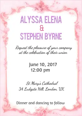Online Editable Pink Floral Wedding Invitation