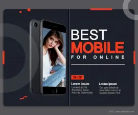 Online Editable Black Best Mobiles Sale Photo Mockup
