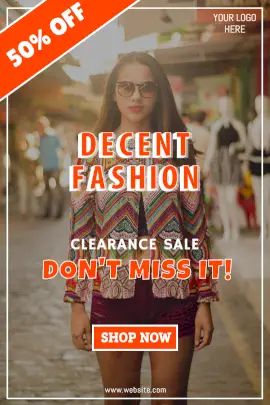 Online Editable Orange Fashion Clearance Sale Tumblr Graphic