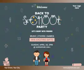 Online Editable Back To School Party Facebook Post