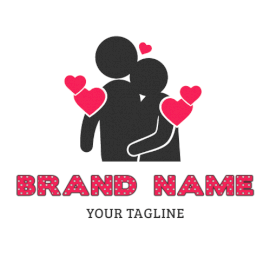 Online Editable Pink Hearts Couple Dating Logo