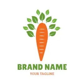 Online Editable Orange and Green Organic Vegetables Logo