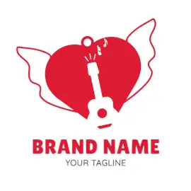 Online Editable Red Heart Guitar Music Logo