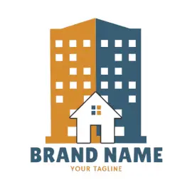 Online Editable Orange and Blue Building Architecture & Construction Logo