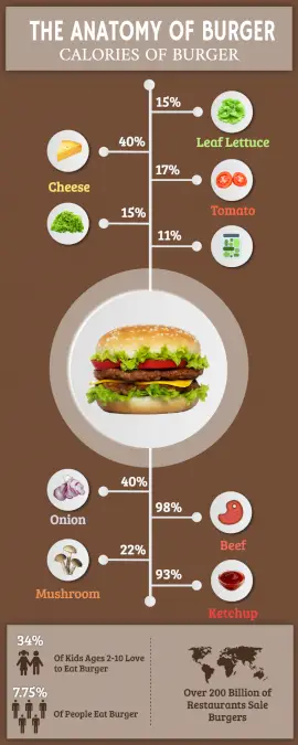 Online Editable Burger Anatomy Statistics Infographic