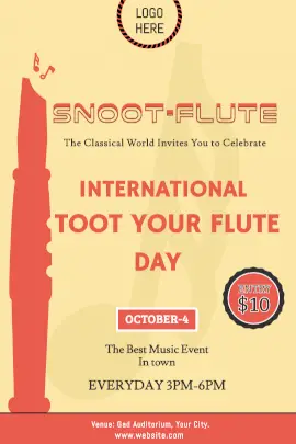 Online Editable Yellow International Snoot Flute Day Tumblr Graphic