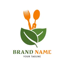 Online Editable Orange Cutlery Food & Drink Logo