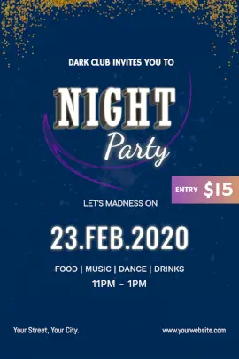 Online Editable Night Party Pinterest Graphic
