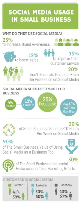 Online Editable Social Media Usage for Small Business Statistics Infographic