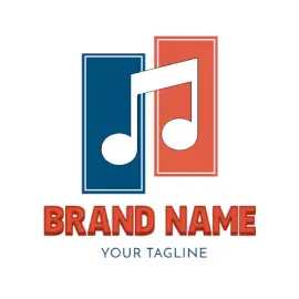 Online Editable Blue and Dark Orange Music Logo