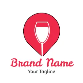 Online Editable Pink Champagne Glass Bar & Nightclub Logo