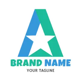 Online Editable Green and Blue Star Letter Based Logo