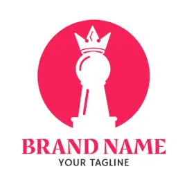 Online Editable Pink and White Chess Pawn Marketing Logo