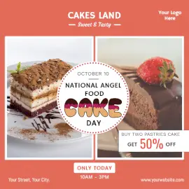Online Editable National Angel Food Cake Day Social Media Post