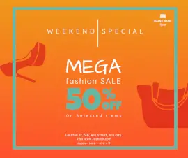 Online Editable Weekend Fashion Sale Design Facebook Post