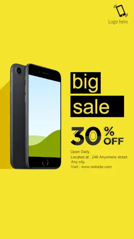 Online Editable Mobile Mockup Big Sale off Story Design