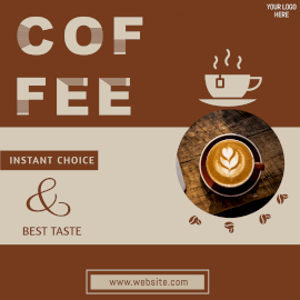 Online Editable Brown Hot Coffee Instagram Ad