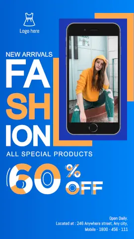 Online Editable Girl Hoodie on Mobile Fashion Sales & Promotion Story Design