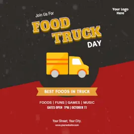 Online Editable Food Truck Day October 11 Social Media Post