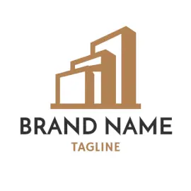 Online Editable Brown Building Blocks Architecture & Construction Logo