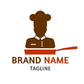 Online Editable Brown Chef on Pan Restaurant Logo
