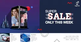 Online Editable Blue Super Sale Photo Mockup