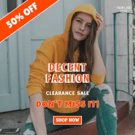 Online Editable Decent Fashion Clearance Sale Facebook 3D Post