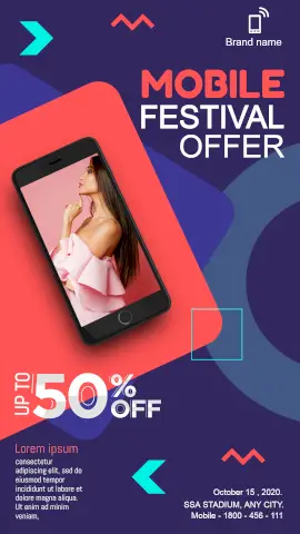 Online Editable Abstract Festival Offer for Mobile Story Design