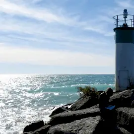 Online Editable Light House with Moving Water Cinemagraph